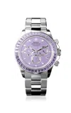 Private Label London Rolex Daytona Sapphire Set Bezel Stainless Steel Dial Watch In Purple