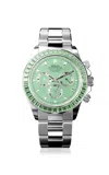 Private Label London Rolex Daytona Sapphire Set Bezel Stainless Stel Dial Watch In Green