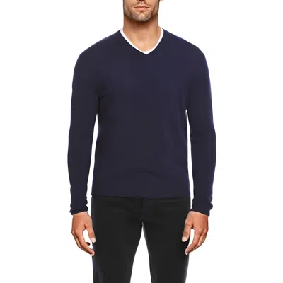 Private Label Mens Cashmere Ribbed Sweater In Blue