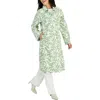 Private Label Womens Floral Print Long Raincoat In Green