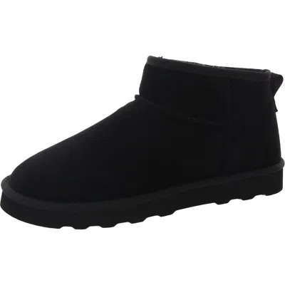 Private Label Womens Padded Insole Faux Suede Shearling Boots In Black