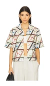 Private Policy Cropped Camp Shirt In Floral Print