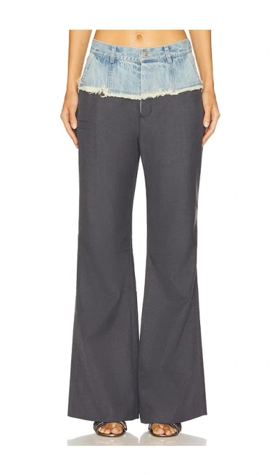Private Policy Denim Combo Suit Pants In Grey