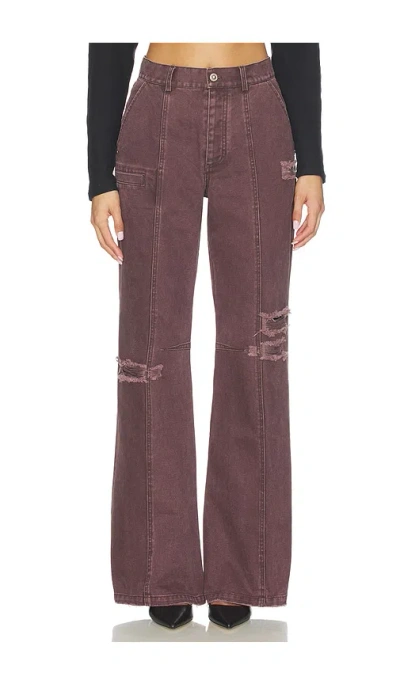 Private Policy Distressed Pant In Burgundy