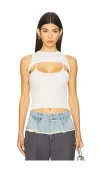 Private Policy Mesh Harness Tank Top In White