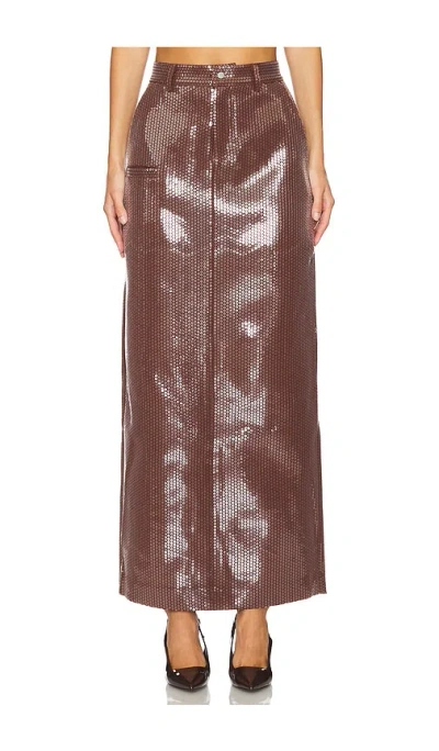 Private Policy Sequin Maxi Skirt In 브라운