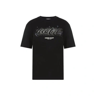 Private Policy Printed Cotton T-shirt In Black