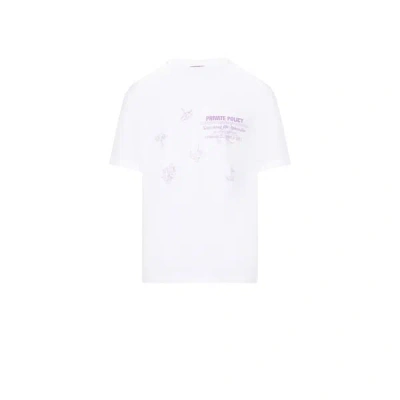 Private Policy T-shirt Rose Logo In White