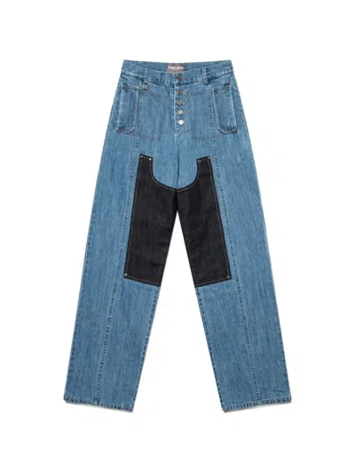 Private Policy Two-tone Panelled Jeans In Blue