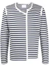 Private Stock Asymmetric Striped T-shirt In Cream/navy Stripe