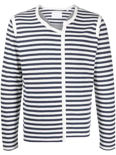 Private Stock Asymmetric Striped T-shirt In Cream/navy Stripe