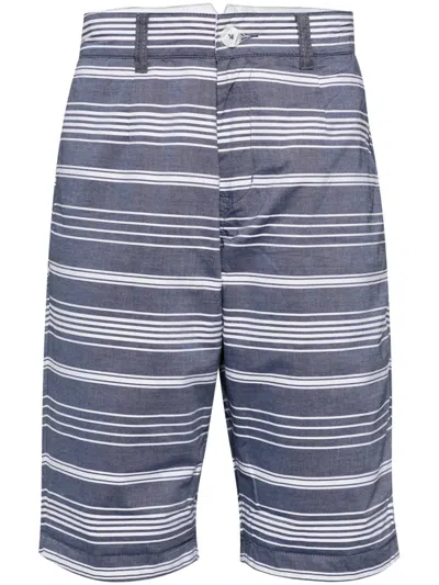 Private Stock The Reign Striped Cotton Shorts In Blue