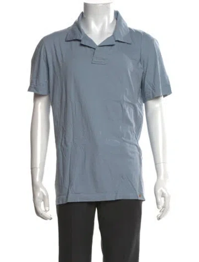 Pre-owned Private White V.c. Collar Short Sleeve Polo Shirt In Blue