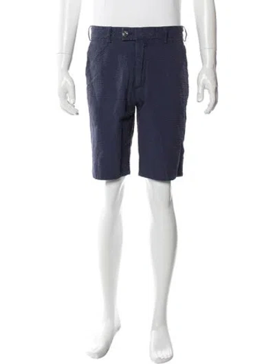 Pre-owned Private White V.c. Flat Front Shorts In Blue