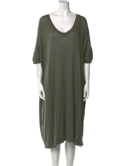 Pre-owned Private0204 Scoop Neck Midi Length Dress W/ Tags In Green