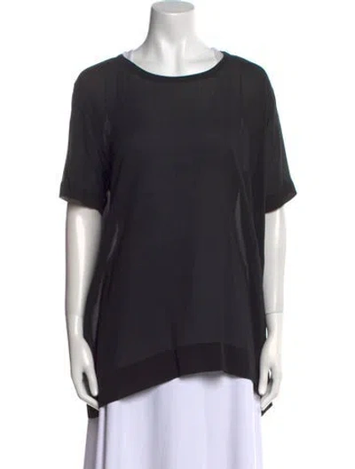 Pre-owned Private0204 Silk Scoop Neck T-shirt In Black