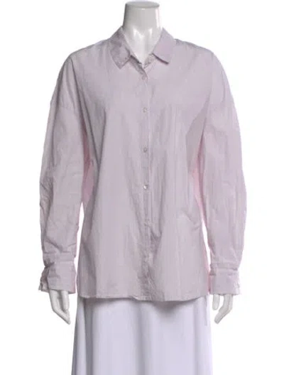 Pre-owned Private0204 Striped Long Sleeve Button-up Top In Purple