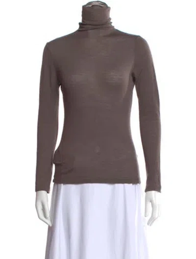 Pre-owned Private0204 Virgin Wool Turtleneck Top In Brown