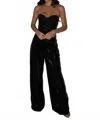 Privy Aren Sequin Wide Leg Pants In Black In Black