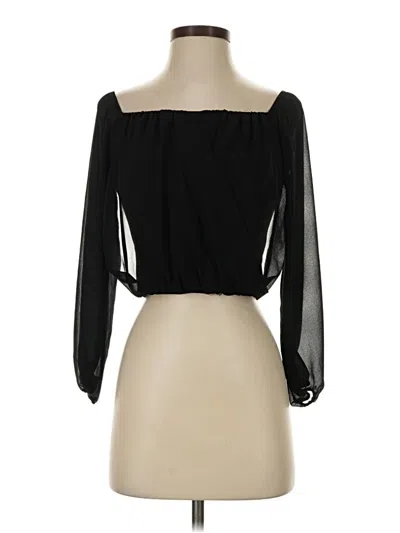 Pre-owned Privy Long Sleeve Blouse In Black