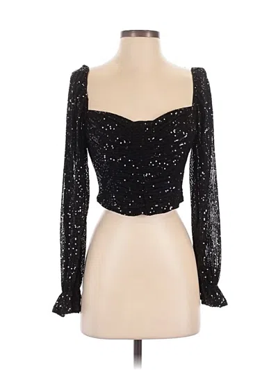 Pre-owned Privy Long Sleeve Top Black Sweetheart Neckline Tops