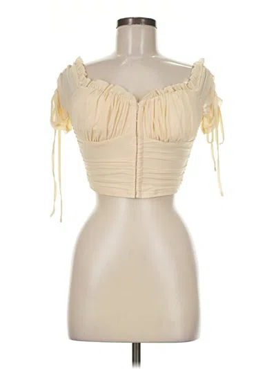 Pre-owned Privy Short Sleeve Top Ivory Sweetheart Neckline Tops