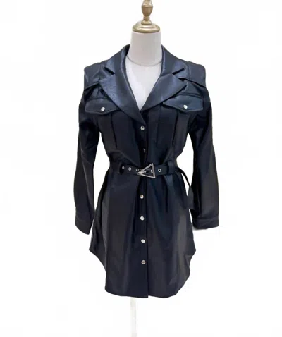 Privy Women's Myra Leather Jacket Dress In Black In Blue