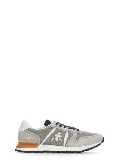 Prmt Dark Green Suede Leather And Fabric Sneakers