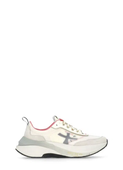 PRMT IVORY LEATHER AND TECH FABRIC SNEAKERS