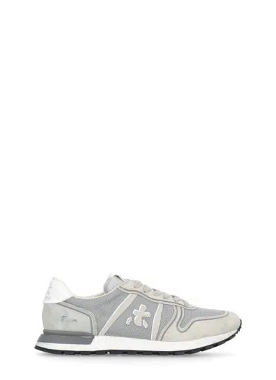 Prmt Green Suede Leather And Fabric Sneakers