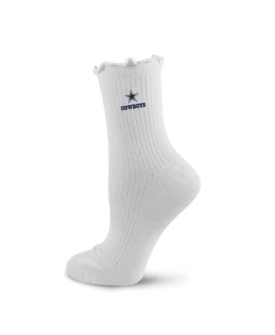 Pro Compression Women's White Dallas Cowboys Logo Lettuce Hem Quarter Socks