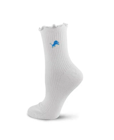 Pro Compression Women's White Detroit Lions Logo Lettuce Hem Quarter Socks