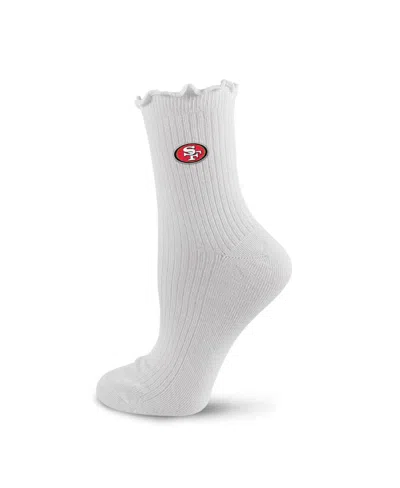 Pro Compression Women's White San Francisco 49ers Logo Lettuce Hem Quarter Socks