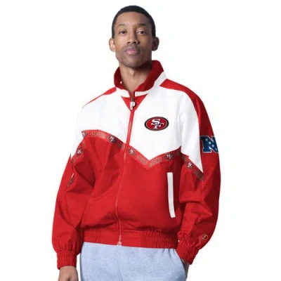 Pro Player White/scarlet San Francisco 49ers Tape Ii Lightweight Full-zip Jacket In Animal Print