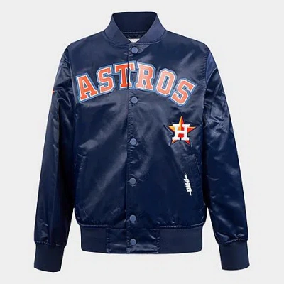 Pro Standard Big Kids Houston Astros Mlb Classic Baseball Satin Jacket In Blue