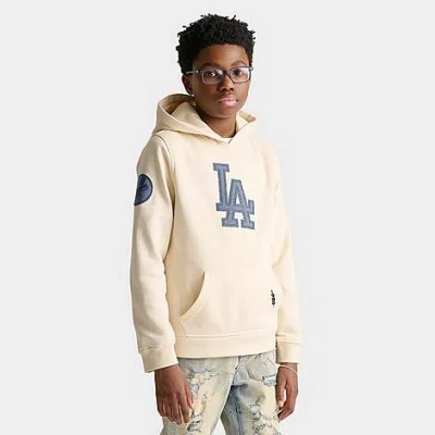 Pro Standard Big Kids Los Angeles Dodgers Mlb Denim Embroidery Pullover Hoodie In Brown