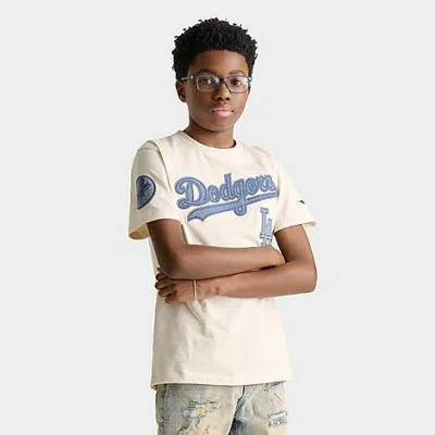Pro Standard Big Kids Los Angeles Dodgers Mlb Denim Embroidery T-shirt In White