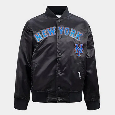 Pro Standard Big Kids New York Mets Mlb Classic Satin Jacket In Black