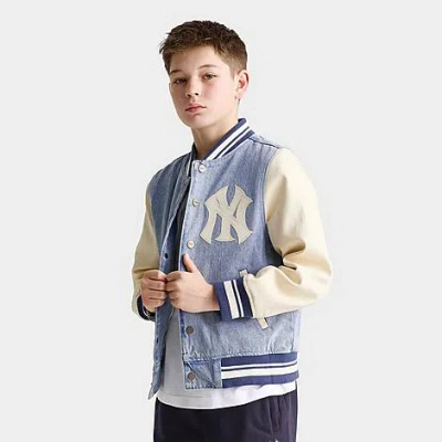 Pro Standard Big Kids New York Yankees Mlb Denim Varsity Jacket In Gray