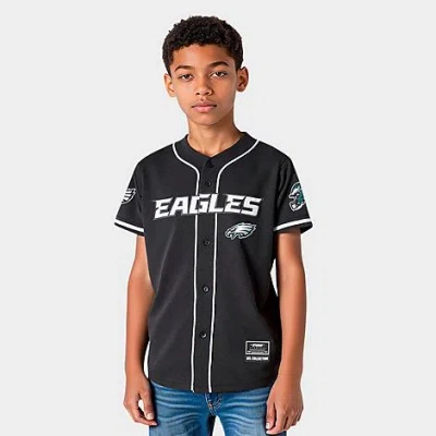 Pro Standard Big Kids Philadelphia Eagle Nfl Mesh Button Down Shirt In Black