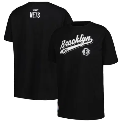 Pro Standard Black Brooklyn Nets Script Boyfriend T-shirt