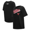 Pro Standard Black Chicago Bulls Script Boyfriend T-shirt In Black