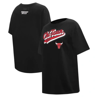 Pro Standard Black Chicago Bulls Script Boyfriend T-shirt