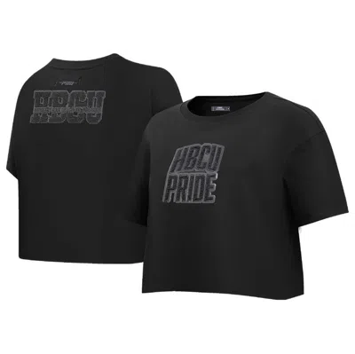 Pro Standard Black Hbcu Triple Back Boxy Cropped T-shirt