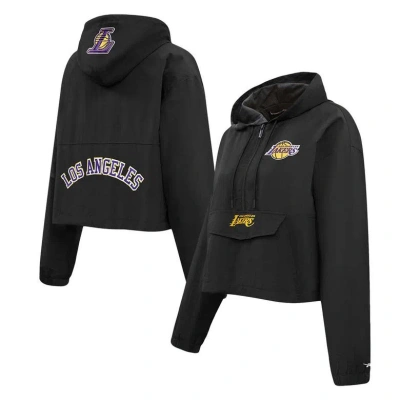 Pro Standard Black Los Angeles Lakers Classic Wind Woven Cropped Half-zip Jacket