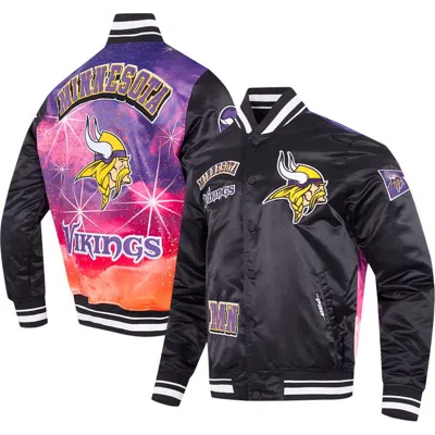 Pro Standard Black Minnesota Vikings Sublimated Satin Full-snap Jacket