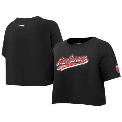 Pro Standard Black New Jersey Devils Boxy Script Tail Cropped T-shirt