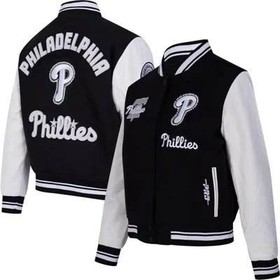 Pro Standard Black Philadelphia Phillies Pearls Rib Wool Full-zip Varsity Jacket