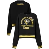 Pro Standard Black Pittsburgh Penguins Area Code Cropped Pullover Sweatshirt In Black