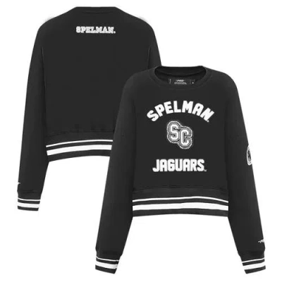 Pro Standard Black Spelman College Jaguars Pearl Cropped Pullover Sweatshirt